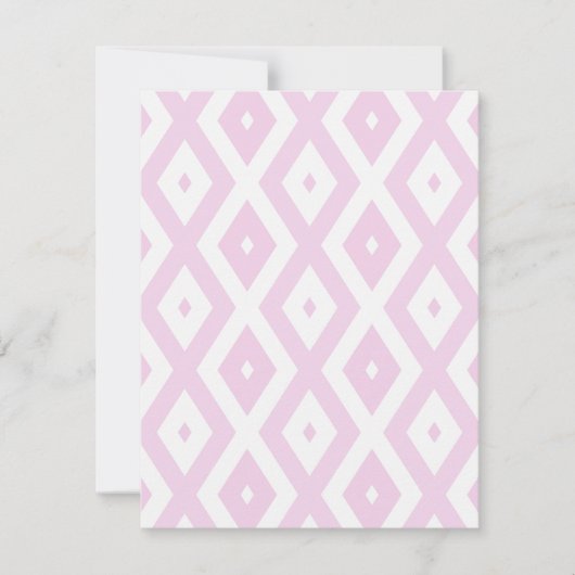 ピンク淡い色のと白のダイヤモンドパターン 出欠カード (正面)