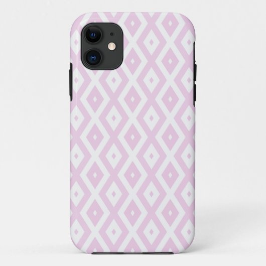 ピンク淡い色のと白のダイヤモンドパターン Case-Mate iPhoneケース (裏面)