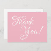 ピンク淡い色のと白の書道ありがとう ポストカード (正面/裏面)