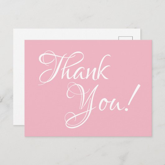 ピンク淡い色のと白の書道ありがとう ポストカード (正面/裏面)