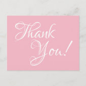 ピンク淡い色のと白の書道ありがとう ポストカード (正面)