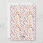 ピンク淡い色のと紫のフローラブライダルシャワー 招待状 (裏面)