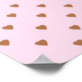 ピンク淡い色のと茶色のハートパターン。 ポスター (角)