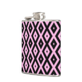 ピンク淡い色のと黒のダイヤモンドパターン フラスク (左)