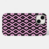ピンク淡い色のと黒のダイヤモンドパターン Case-Mate iPhoneケース (裏面 (横))