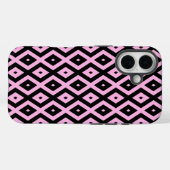 ピンク淡い色のと黒のダイヤモンドパターン Case-Mate iPhoneケース (裏面 (横))