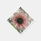 ピンク淡い色ののひまわり スタンダードカクテルナプキン (角)