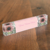 ピンク淡い色ののひまわり デスクネームプレート (側面)