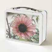 ピンク淡い色ののひまわり メタルランチボックス (裏面)