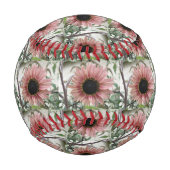 ピンク淡い色ののひまわり 野球ボール (裏面)