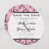 ピンク淡い色ののシャンデリアの結婚式の日付を保存 招待状 (正面/裏面)