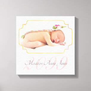 ピンク淡い色ののストライプベビーSQUARE Photo キャンバスプリント