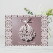 ピンク淡い色ののバラが蹄鉄を愛伝統的結婚する 招待状 (スタンド正面)