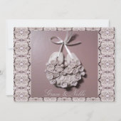 ピンク淡い色ののバラが蹄鉄を愛伝統的結婚する 招待状 (正面)