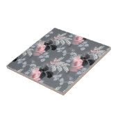 ピンク淡い色ののバラと灰色の葉 タイル (側面)