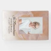 ピンク淡い色ののバラ花花びら葬祭記念碑 横断幕 (横)