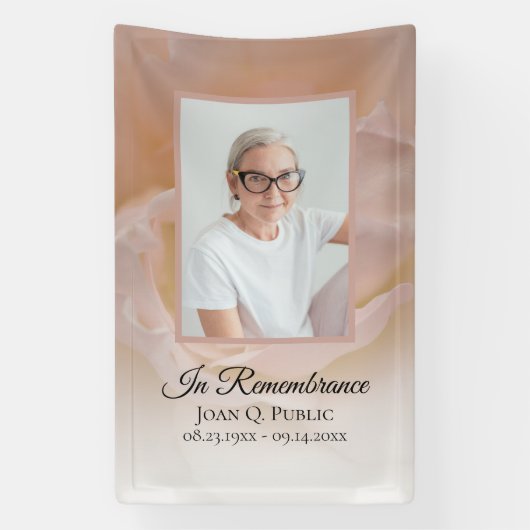 ピンク淡い色ののバラ花花びら葬祭記念碑 横断幕 (縦)