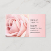 ピンク淡い色ののバラ、ダークグレー文字、上品 名刺 (裏面)
