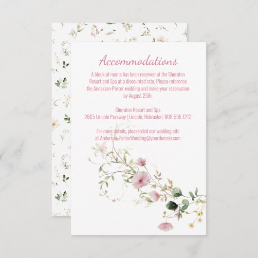 ピンク淡い色ののフローラエンクロージャ エンクロージャーカード (正面/裏面)