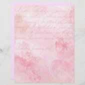 ピンク淡い色ののフローラ文字スクラップブックEphemera (正面/裏面)