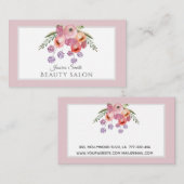ピンク淡い色ののボホの水色フローラブーケ 名刺 (正面/裏面)