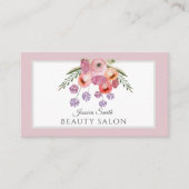 ピンク淡い色ののボホの水色フローラブーケ 名刺 (正面)