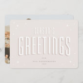 ピンク淡い色のの季節の挨拶レトロ星写真 シーズンカード (正面/裏面)