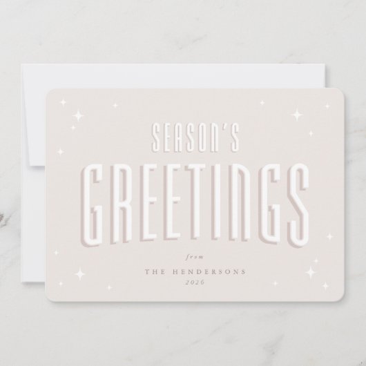 ピンク淡い色のの季節の挨拶レトロ星写真 シーズンカード (正面)