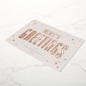 ピンク淡い色のの季節の挨拶レトロ星写真 箔シーズンカード (回転した状態)