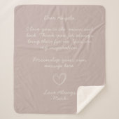 ピンク淡い色のの手書きラブレターまたはメッセージ      シェルパブランケット (正面)