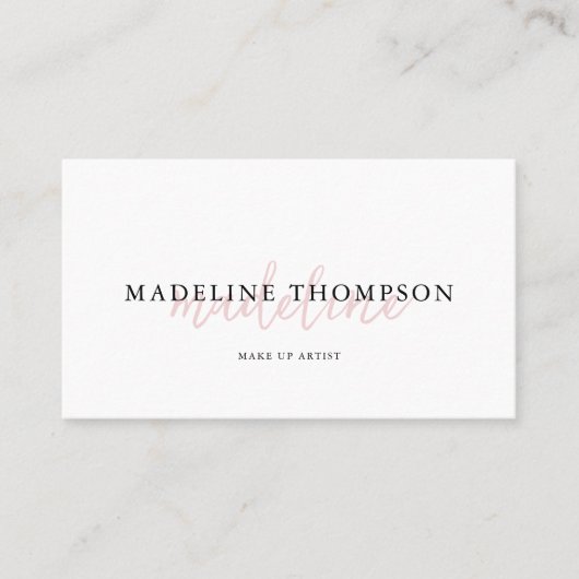 ピンク淡い色のの書道タイポグラフィQRコード 名刺 (正面)