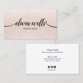 ピンク淡い色のの書道台本メイクアップアーティスト美しい 名刺 (正面/裏面)