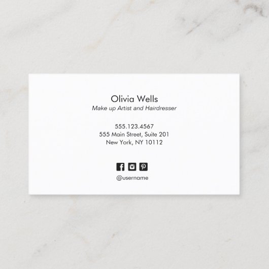 ピンク淡い色のの書道台本メイクアップアーティスト美しい 名刺 (裏面)