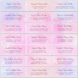 ピンク淡い色のの水彩個別住所 シール