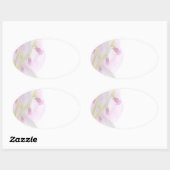 ピンク淡い色のの水彩洗剤 楕円形シール (シート)