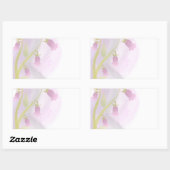 ピンク淡い色のの水彩洗剤 長方形シール (シート)