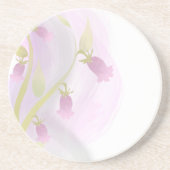 ピンク淡い色のの水彩洗濯砂岩コースター コースター (正面)