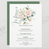 ピンク淡い色のの水彩色バラブーケ 招待状 (正面/裏面)