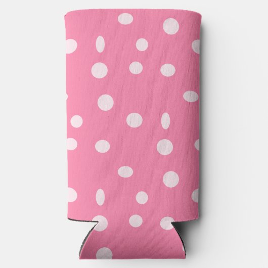 ピンク淡い色のの水玉模様 スリム缶クーラー (裏面)