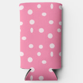 ピンク淡い色のの水玉模様 スリム缶クーラー (正面)