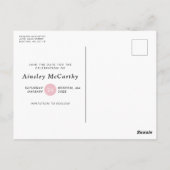 ピンク淡い色のの渦巻形のSweet sixteen保存日 ポストカード (裏面)