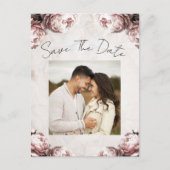 ピンク淡い色のの牡丹の花のヴィンテージ日付を保存 案内ポストカード (正面)