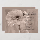 ピンク淡い色のの着色されたデイジー結婚式の日付を保存 セーブザデート (正面/裏面)