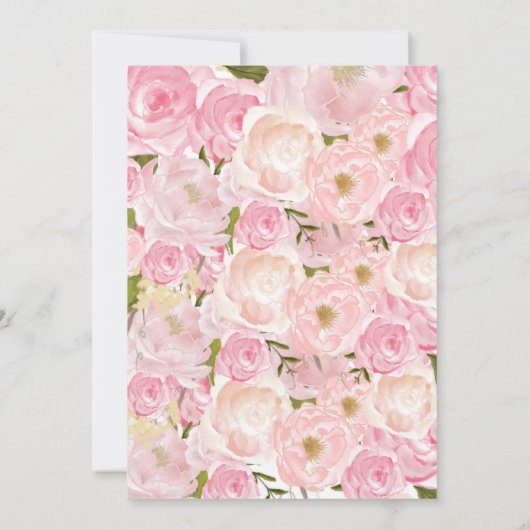 ピンク淡い色のの花のブライダルシャワー招待状 招待状 (裏面)