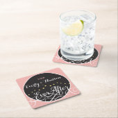 ピンク淡い色のの花嫁と花婿デート結婚ズ スクエアペーパーコースター (インサイチュ)