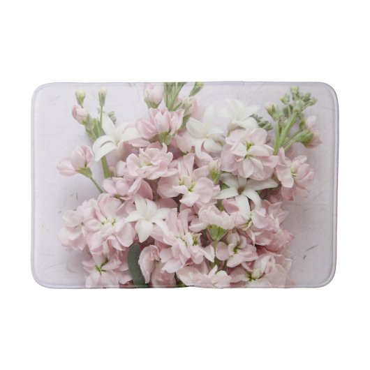 ピンク淡い色のの花 バスマット (正面)