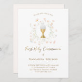 ピンク淡い色のの花 | 第一聖餐式 招待状 (正面/裏面)