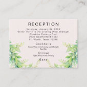 ピンク淡い色のの葉の現金バーウェディングレセプション エンクロージャーカード (正面)