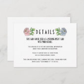 ピンク淡い色のの青い牡丹の結婚詳細挿入カード エンクロージャーカード (正面/裏面)