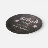 ピンク淡い色のぼやけタイポグラフィ卒業パーティー ペーパープレート (アングル)